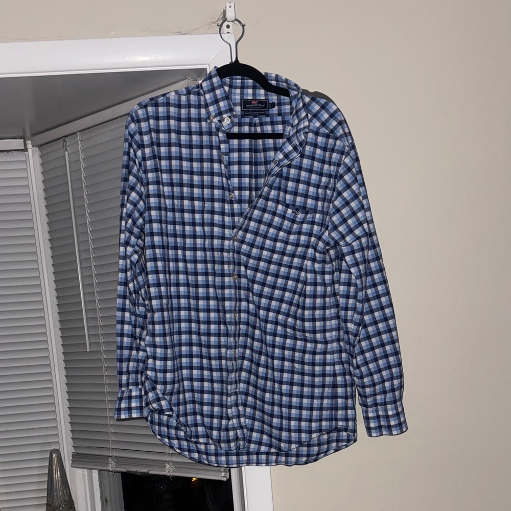 Vineyard Vines Blue and White Checkered Shirt